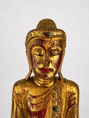 Grand Bouddha (81 cm) en mudra Varada - Bois - Thaïlande -