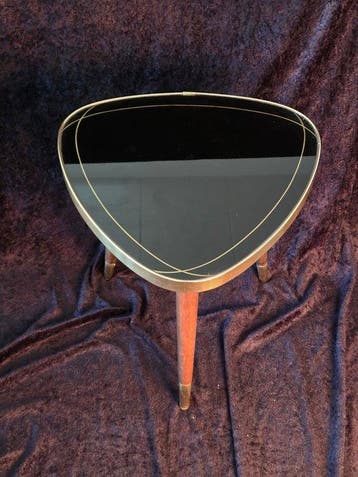 Dressoir - Messing, Hout, Glas - Vintage bijzettafel