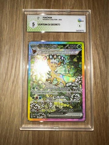 Pokémon - 1 Graded card - Leafeon Secret rare, Full art,, Nieuw