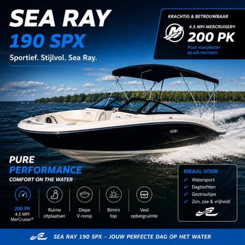 SEA RAY 190 SPX _ Full option, Watersport en Boten, Ophalen, Binnenboordmotor, Zo goed als nieuw, Viertaktmotor