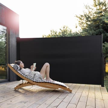Uittrekbaar windscherm - Zwart - 160 x 300 cm, Caravans en Kamperen, Windschermen, Verzenden, Nieuw