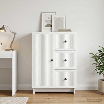 vidaXL Dressoir Wit 66 x 34,5 x 90 cm Bewerkt hout, Huis en Inrichting, Kasten | Dressoirs, Verzenden, Nieuw