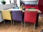 Set van 6 leren kuip eetkamerstoelen met wieltjes -, Ophalen of Verzenden, Nieuw, Eén