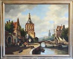 Fred Arends (1949) Attrib.to - Havengezicht met stadspoort