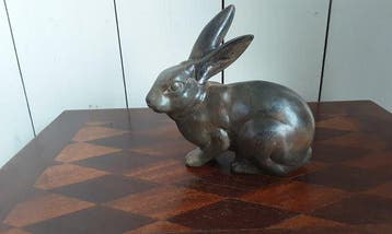 P. Chenet - Statue, Konijn - 13 cm - Bronze, Antiek en Kunst