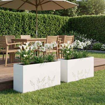 vidaXL Plantenbak 2 st Wit 100 x 30 x 49 cm Koudgewalst, Verzenden, Nieuw