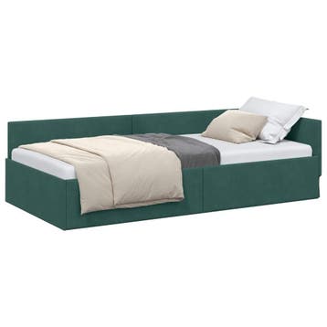 vidaXL Hoek Bed Frame Donkergroen 90 x 200 cm fluweel, Verzenden