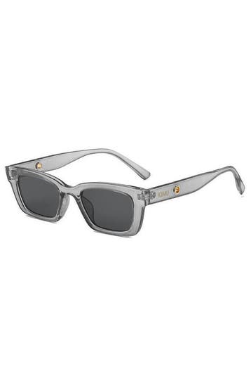 KIMU® Zonnebril Rechthoekig IKO Grijs Transparant Montuur Zw, Ophalen of Verzenden, Nieuw, Zwart
