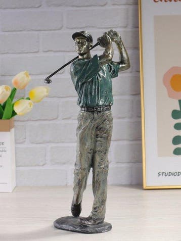 sculptuur, Golfer Sculpture – Resin Figurine with Antique