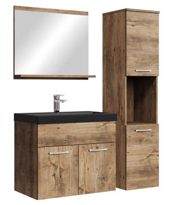 Badkamermeubel Set Montreal 60 x 35 cm Bruin Eiken Badmeubel, Verzenden