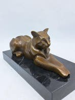 Figure - Art Deco Panter - Bronze, Marbre, Antiquités & Art