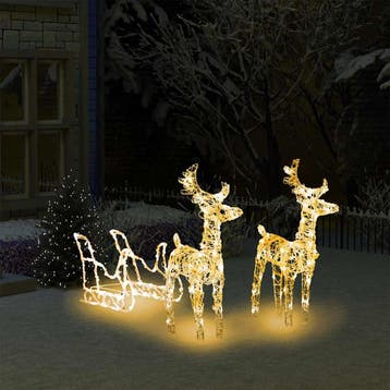 vidaXL Kerstversiering rendieren en slee 160 LEDs 130 cm, Verzenden