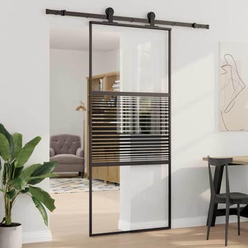 vidaXL Glazen deur 90 x 2 x 205 cm Aluminium Zwart, Doe-het-zelf en Bouw, Verzenden, Nieuw
