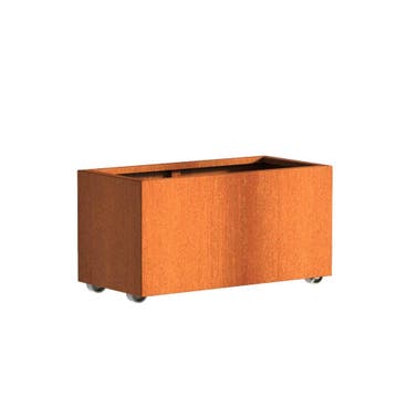 Cortenstaal plantenbak 100x50x50cm - Met wielen, 100 cm of meer, Nieuw, Metaal, Rechthoekig