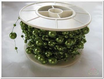 Parelketting Parelguirlande Appelgroen 3+8 mm rol 10 meter, Nieuw