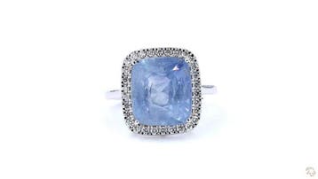 Ring - 14 karaat Witgoud - 11.21ct. tw. Saffier - Diamant -