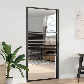 vidaXL Glazen deur 102,5 x 3,5 x 201,5 cm Aluminium Zwart, Doe-het-zelf en Bouw, Deuren en Vliegenramen, Verzenden, Nieuw