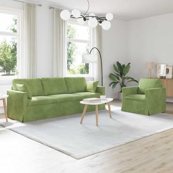 vidaXL bank / zetelstel 2 st Lichtgroen Fluweel, Verzenden, Nieuw
