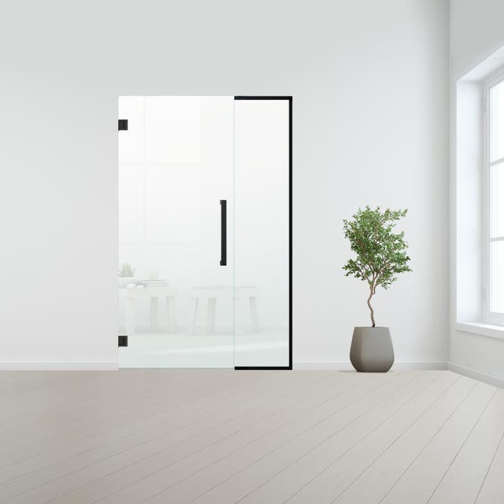 Glazen binnendeur met zijlicht zonder kozijn zwart beslag-Sa, Bricolage & Construction, Vitres, Châssis & Fenêtres, Envoi