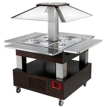 Verwarmd Buffet | GOURMET LINE | Hout/RVS | 4x 1/1 GN |, Verzenden