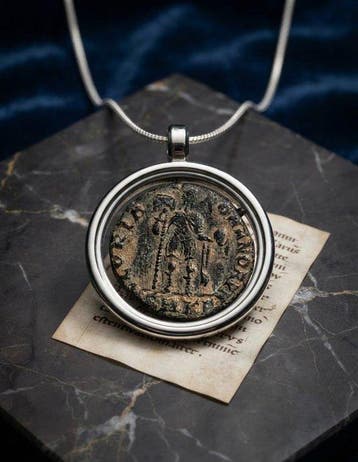Romain antique, Empire Bronze Pendentif en forme de monnaie