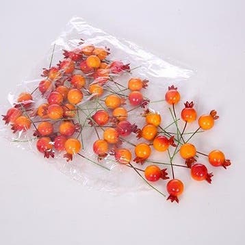 Besjes op draad Oranjerood Kunstbloem 18 mm Zak 48 stuks, Nieuw