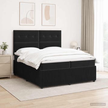 vidaXL LED Boxspringbed met Matras Zwart 200 x 200 cm, Verzenden, Nieuw