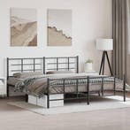 vidaXL Bedframe met hoofd- en voeteneinde metaal zwart, Verzenden