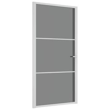 vidaXL Binnendeur 102,5x201,5 cm ESG-glas en aluminium wit, Verzenden