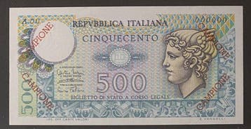 Italie. - 500 Lire - 1974 - CAMPIONE - Pick 94s (Sans prix