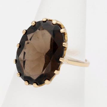 Ring - 14 karaat Geel goud - Rookkwarts, Nieuw