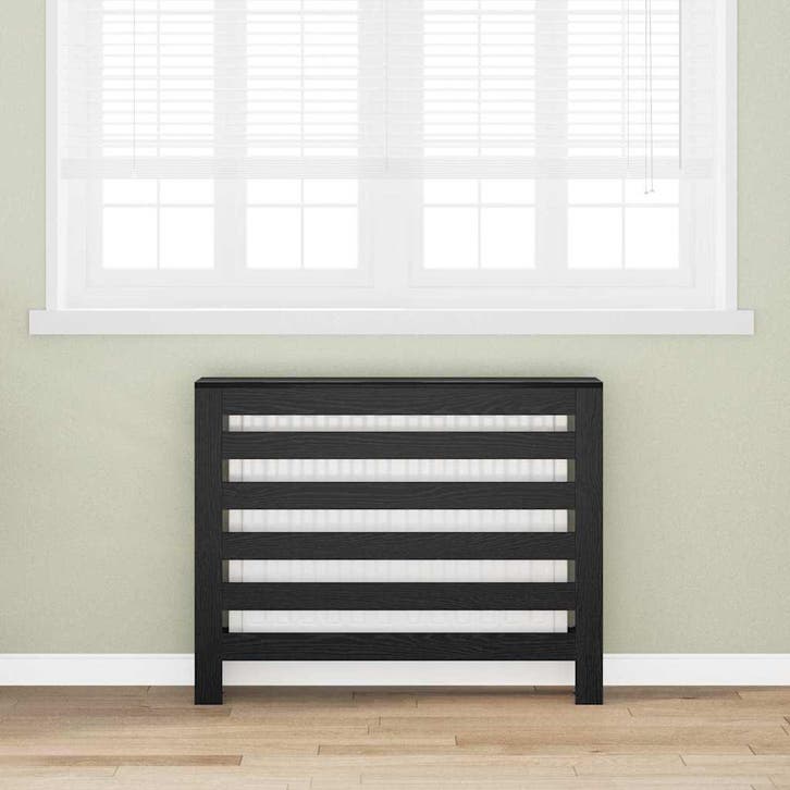 vidaXL Radiator Cover Zwart Eiken 104 x 20 x 82 cm Bewerkt, Bricolage & Construction, Chauffage & Radiateurs, Envoi