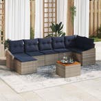 vidaXL Tuinbank Set met opslag 8 pcs Grijs en Marineblauw, Verzenden, Nieuw