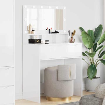 vidaXL Slaapkamer kaptafels Hoogglans Wit 80 x 39,5 x 135 cm, Huis en Inrichting, Verzenden, Nieuw