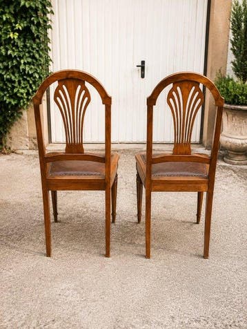 Stoel (2) - Hout, Leder - Stijlimperium