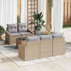 vidaXL Bankstel met kussen met opslag 6 pcs Beige en Grijs, Verzenden, Nieuw