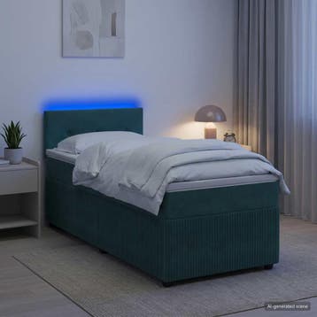 vidaXL Boxspringbed met matras Donkergroen 90 x 200 cm, Verzenden
