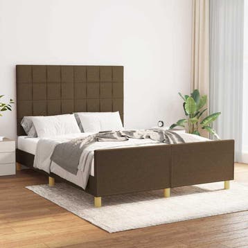 vidaXL Bedframe zonder matras stof donkerbruin 140x200 cm, Verzenden