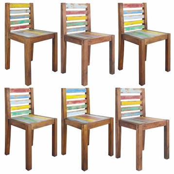 vidaXL Eetkamerstoelen 6 st massief gerecycled hout, Verzenden, Nieuw