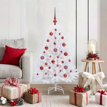 vidaXL Kunstmatige Hinged Kerstboom Wit 120 cm PVC en Staal, Verzenden, Nieuw