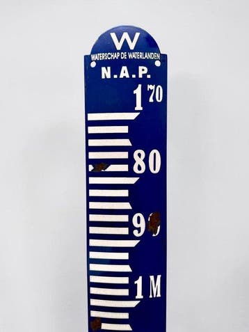 Langcat Bussum - Emaille bord - Polderpeilmeter: waterstand