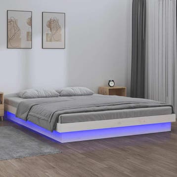 vidaXL Bedframe LED massief hout wit 180x200 cm, Huis en Inrichting, Verzenden, Nieuw