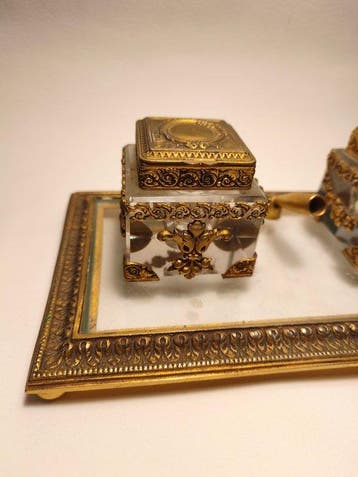 Schrijftafel - Ormolu, Brons, Verguld messing, Glas -