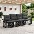 vidaXL Buiten bank set 4 pcs Zwart en Donker Grijs Polyester, Verzenden