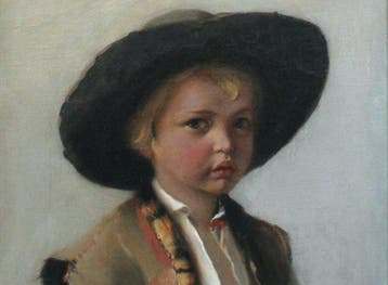 J. Naumowicz (XIX) - Portrait of a Polish boy