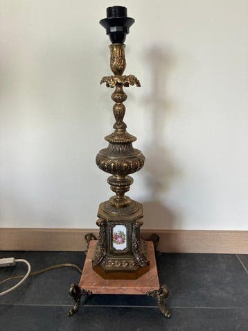 Kolom vloerlamp - Messing, Marmer, Porselein