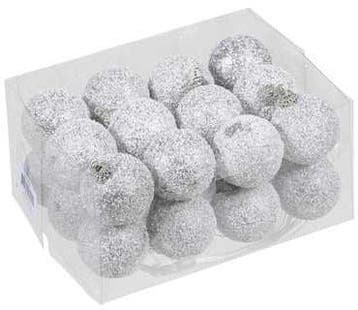 Kerstballen kunststof onbreekbaar white zilver combi 4 cm 24, Nieuw
