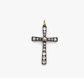 Pendentif en forme de croix - 14 carats Argent, Or jaune -, Bijoux, Sacs & Beauté