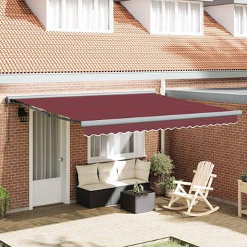 vidaXL Elektrische Zonneluifel 4 x 3 m Bordeauxrood 100%, Verzenden