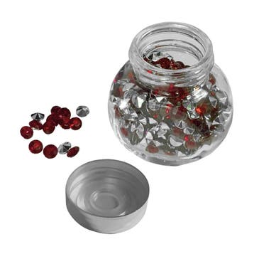 Decoratieve siersteentjes in mini glazen flesje (rood, 480, Verzenden, Nieuw